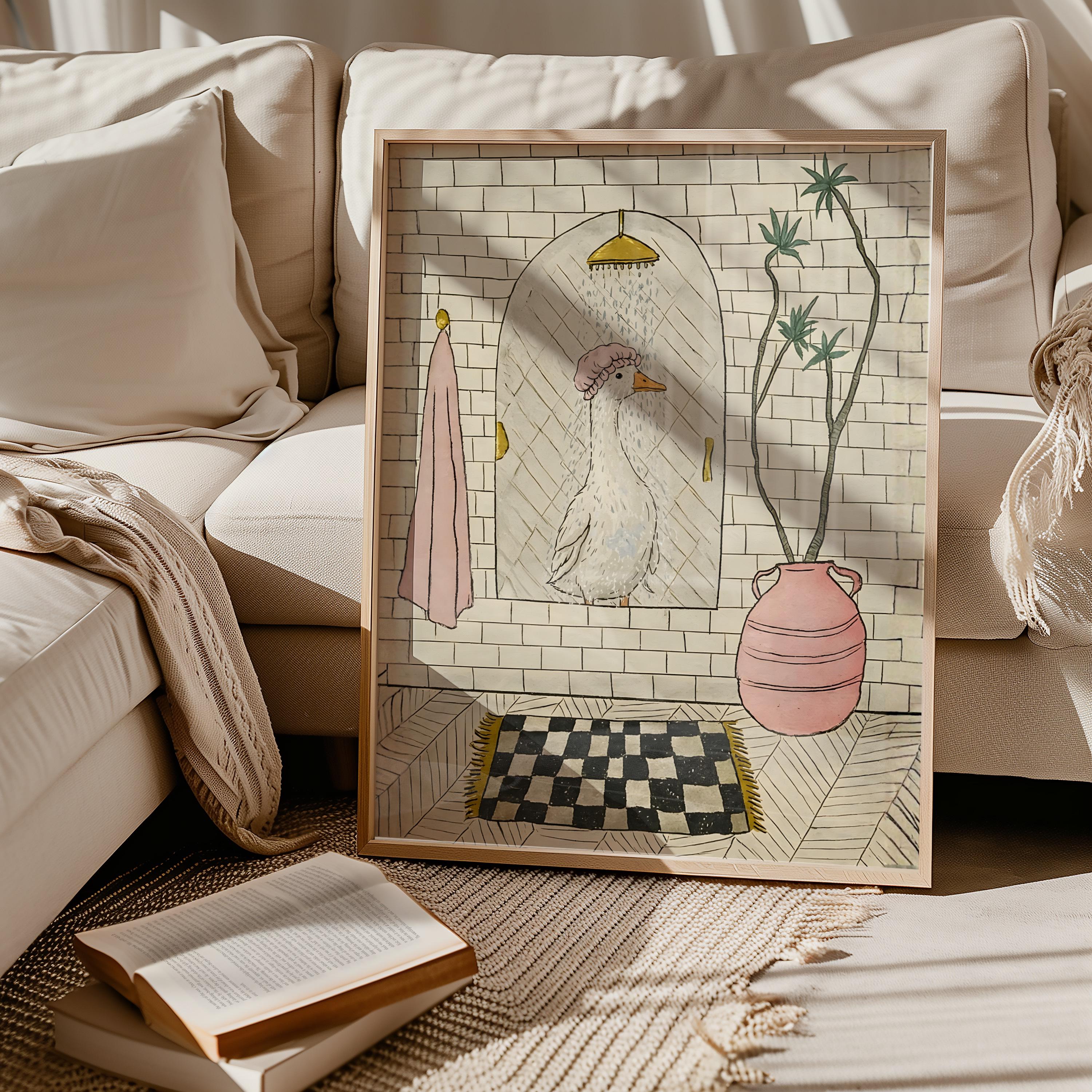 Goose in the Shower : Funny Bathroom Wall Art | Duck Print (instant ...
