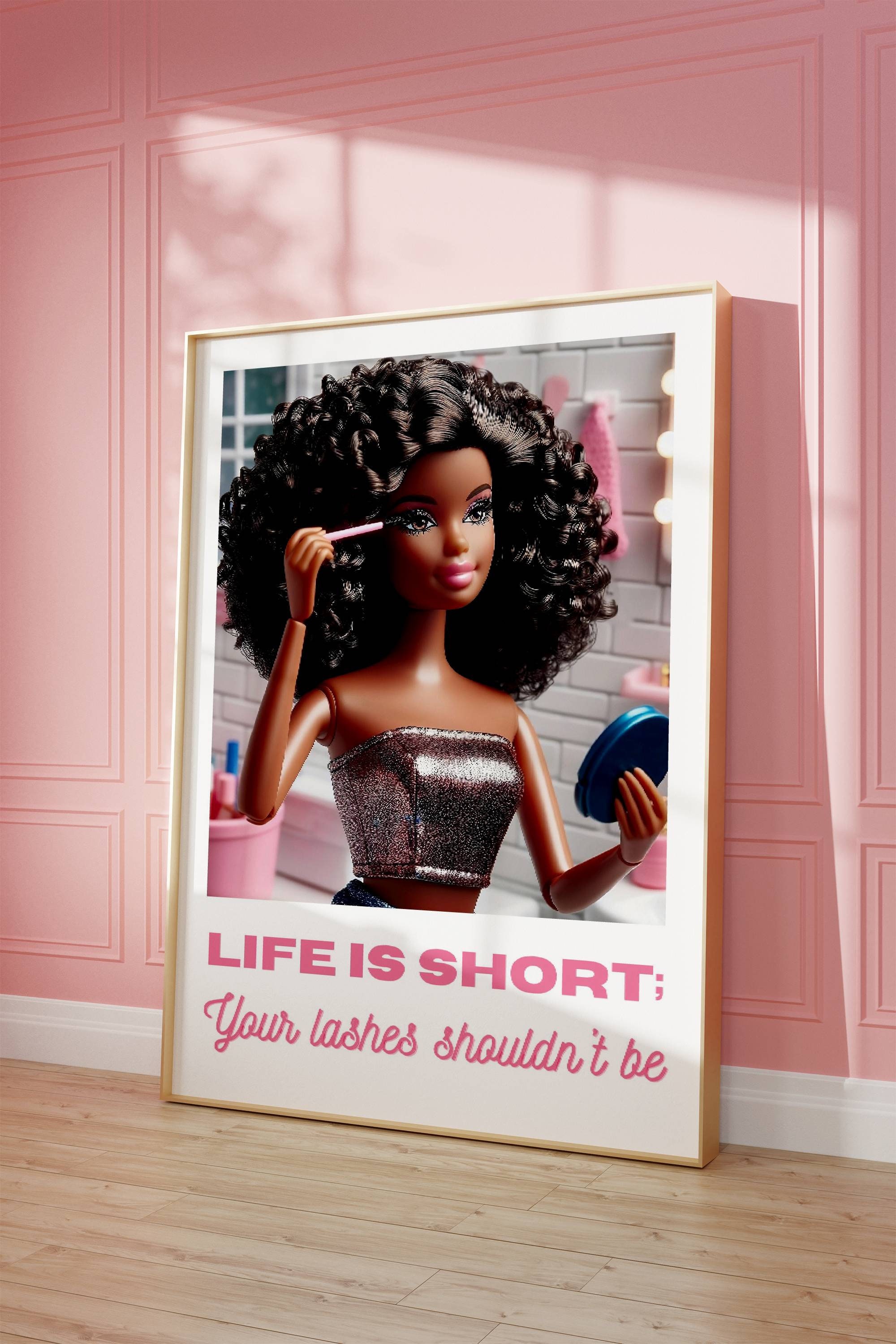 Girly Wall Art | Diva Barbie | Diva Wall Art | Black Girl Poster | Curly hair | Make Up Poster | Retro Doll Poster | Preppy Wall Art