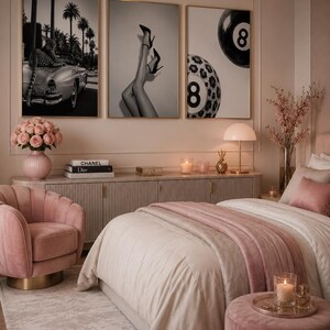 Set of 3 Black White, Leopard, Legs, 8 Ball Prints, Girly Gallery Wall Art image 6
