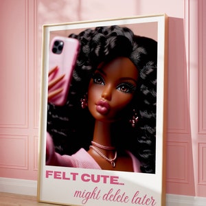 Poster de selfies | Art mural girly | affiche rose | Diva | Affiche rétro de poupée | Art mural fille noire | Esthétique Jolie Fille | Citation | Affiche de méchant