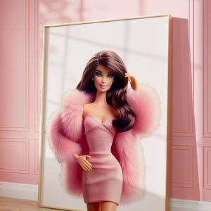 Impression Barbie rose : affiche de poupée fantaisie girly (téléchargement numérique)
