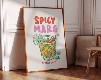Impresión de Margarita Picante: Arte mural de cócteles coloridos (Descarga digital)