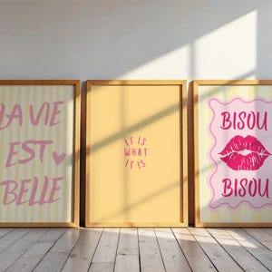 Yellow and Pink Wall Art Set of 3 | Positive Quote Prints (Instant Download)