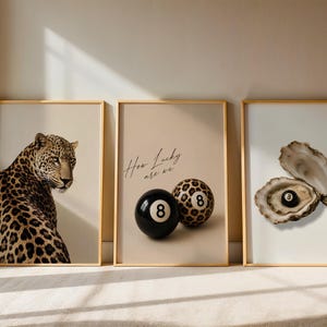 Eclectic Leopard Wall Art Set, Neutral Beige Gallery Prints, Printable Home Decor image 1