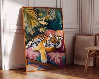Colorful Tiger Print: Maximalist Wall Art (Digital Download)