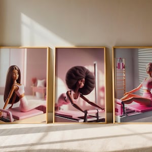 Pilates Wall Art Set of 3 | Retro Doll Prints (Instant Download)