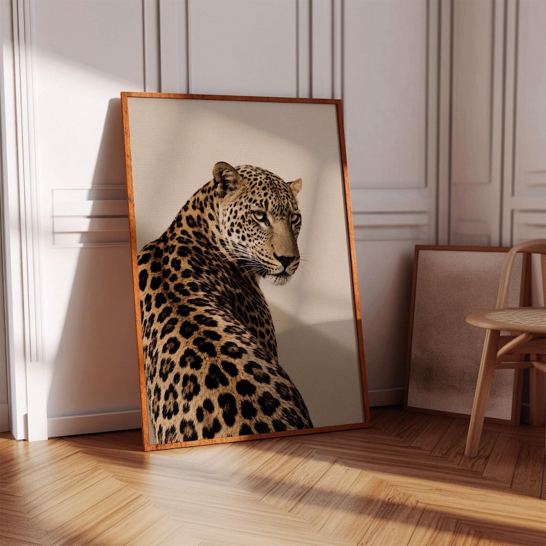 Eclectic Leopard Wall Art Set, Neutral Beige Gallery Prints, Printable Home Decor image 2
