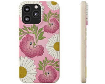 Cute Pink Phone Case, Zero Waste Gift, Pink Phone Case,100 % Biodegradable Design, CartoonPhone Cover, Phone Case,Art Phone Case