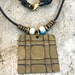 Square Pendant Necklace, Boho Square Pendant Necklace, Embossed Brass Pendant Necklace, Vegan Friendly, Square Pendant, Vegan Jewelry