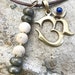OM Necklace, Om Pendant Necklace, Om symbol, Spiritual Jewelry, Yoga Jewelry, White African Opal, Pyrite, Vegan Jewelry
