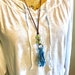 Recycled Glass Bead Necklace, Long Tassel Necklace, Tassel Necklace, Ribbon Tassel Necklace, Faux Suede Necklace, Vegan Jewelry