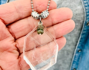 Quartz Crystal Pendant Neckace, Large Irregular Shaped, Crystal Love, Crystal Vibe, Healing, Empowerment, Large Crystal, OOAK