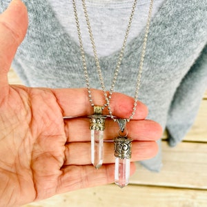 Ethnic Tibetan Silver Capped Crystal Pendant Necklace, Crystal Jewelry, Ethnic, Boho Chic Rustic Earthy Elegance Gift Tribal Chic image 4