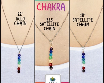 Chakra Bead Pendant Necklaces, Chakra Gemstone Necklace, 7 Chakras Pendant Necklace, Rainbow Chakra Necklace, Chakra Healing, Chakra Jewelry