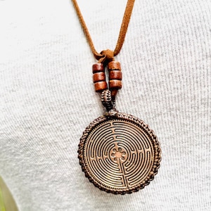 Labyrinth Pendant, Spiritual Journey Jewelry, Meditation Pendant, Mindful Jewelry, Ancient Symbol Jewelry