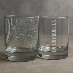 Custom College map glass, rocks glass, university graduation gift glass set