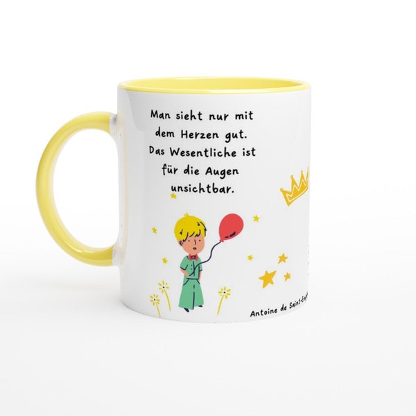 Kaffeetasse der kleine Prinz Kaffeebecher mit Spruch Zitat Glück Achtsamkeit Geschenk