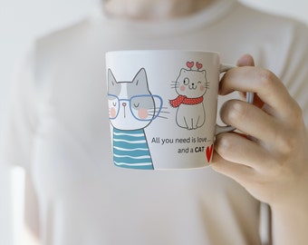 Cup for cat lovers, gift cat lovers, cat, cat cup, coffee cup with cat, cat mom, cat dad