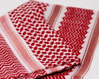 Red & White Hirbawi Kufiya (Kuffiyeh)