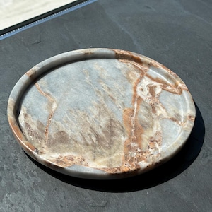 Deep River Round Marble Tray, Marble Room Decor, Catchall Round Tray, Marble Small Tray, Bathroom Organizer Tray, Round Serving Tray