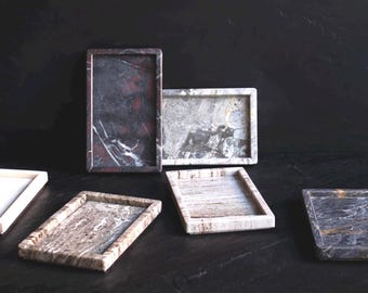 Mini vassoio in marmo naturale, piattino portagioie in pietra, organizer per profumi, decorazione da banco.