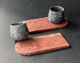 Natural Stone Espresso Cup Set, Handcarved Marble Coffee Gift, Luxury Housewarming Gift