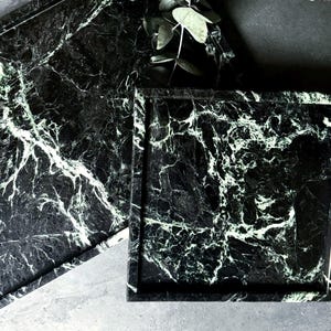 Green Marble Vanity Tray: Verde Tinos Marble Tray, Dark Green Natural Stone Vanity Tray, Emerald Green Stone Tray, Luxury Home Decor Gift image 2