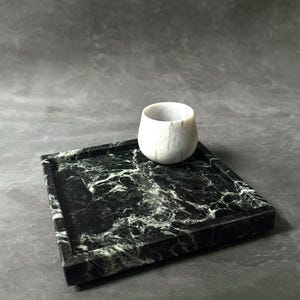 Green Marble Vanity Tray: Verde Tinos Marble Tray, Dark Green Natural Stone Vanity Tray, Emerald Green Stone Tray, Luxury Home Decor Gift Small - 8x8x1"