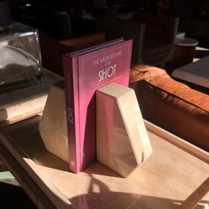 Marble Bookend Set: Natural Stone Bookshelf Decor