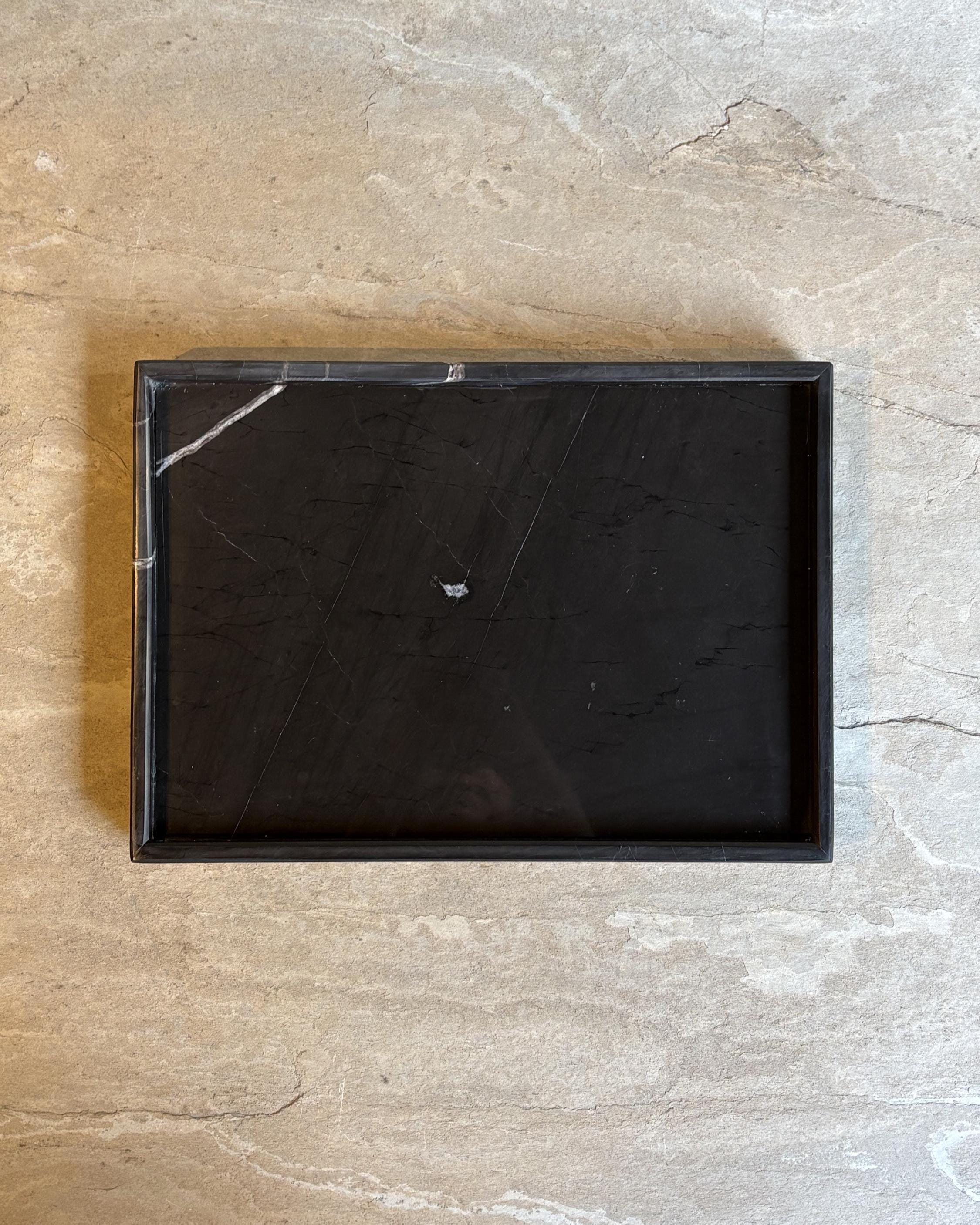 Nero Marquina Marble Tray, Belgian Black Marble Tray, Pure Black