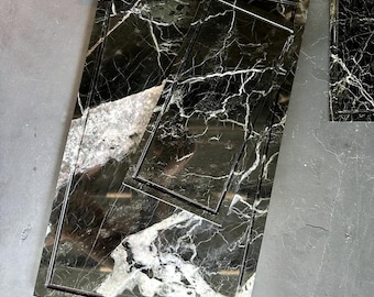 Bandeja de mármol Verde Guatemala, tabla de servir de piedra natural, detalle decorativo de lujo para el hogar.