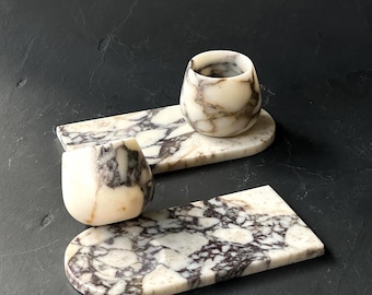 Lilac Marble Espresso Cup and Coaster Set, Natural Stone Coffee Cup