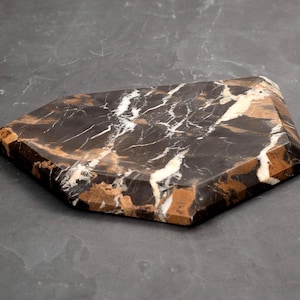 Black and Gold Natural Stone Asymmetrical Tray, Marble Decorative Tray, Marble Bathroom Tray for Vanity,Marble Bedroom Tray,Marble Home Gift