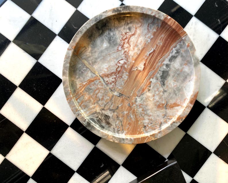 Rosso Orobico Round Marble Tray: Bathroom & Vanity Organizer image 3