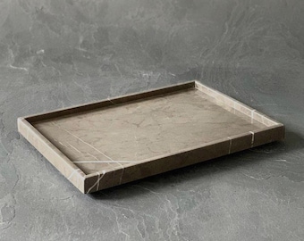 Pietra Grey Marble Tray: Elegant Home Decor - Vanity Organizer
