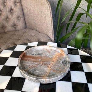 Rosso Orobico Round Marble Tray: Bathroom & Vanity Organizer image 6