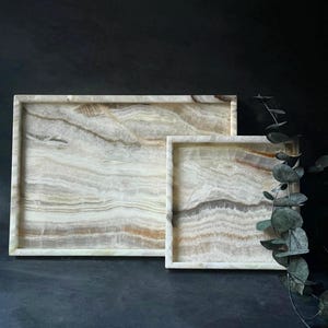 Rainbow Onyx Marble Home Decor Trays, Natural Stone Coffee Table Tray, Marble Bedroom Tray, Modern Home Decor Gift, Bathroom Organizer Tray