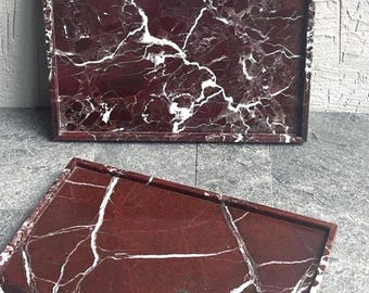 Rosso Levanto Marble Tray, Dark Red Marble Serving Tray, Bold Home Decor Gift, Luxury Stone Tray, Cherry Red Stone Tray