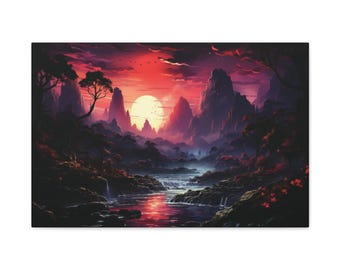 Mystical Sunset Landscape Canvas Art