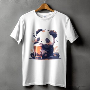 Bonita camiseta de panda, camiseta gráfica de panda amante de la cerveza, camiseta unisex de dibujos animados, camiseta de algodón cómoda e informal, regalo para entusiastas de la cerveza