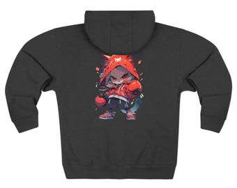 Fierce Boxer Cat Full-Zip Hoodie