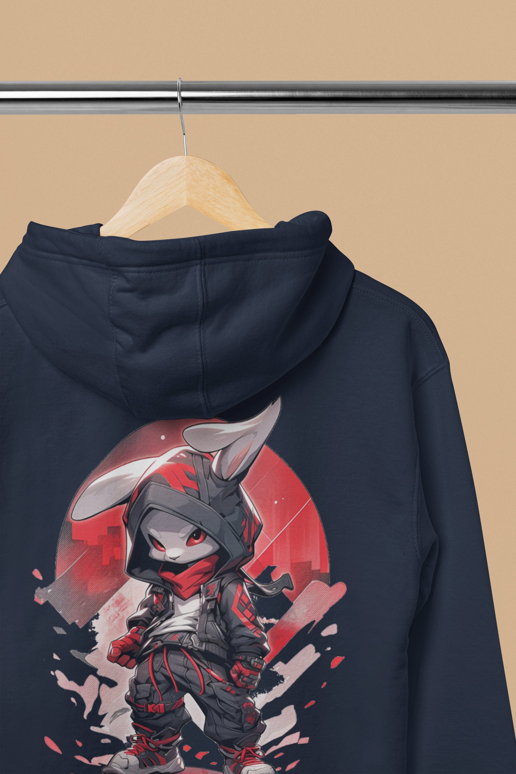 Cool Bunny Graphic Hoodie, Zip-up Streetwear Unisex