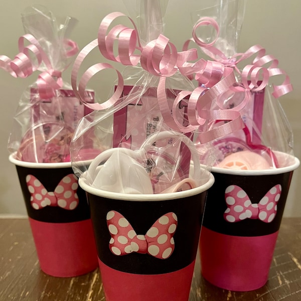 Minnie Mouse Birthday Party Treat Cups with toys