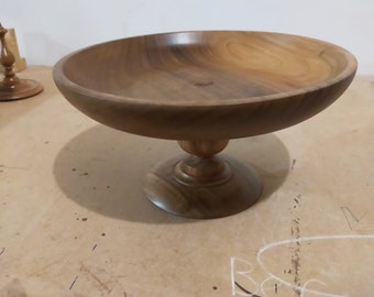 Unique turned wooden walnut bowl for home decoration and outdoor