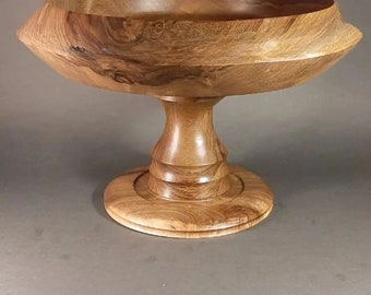 Unique turned wooden walnut bowl for home decoration and outdoor