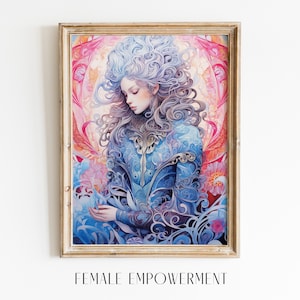 Cartel de empoderamiento femenino - Arte de la diosa, Arte espiritual, Impresión de pared, Empoderamiento de la energía femenina, Descarga digital