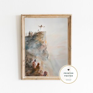 Museum ART PRINT | Sermon on the Mount - Jesus Poster, Watercolor Painting, Christian Poster, Religious Wall Art, Perfect Easter Gift