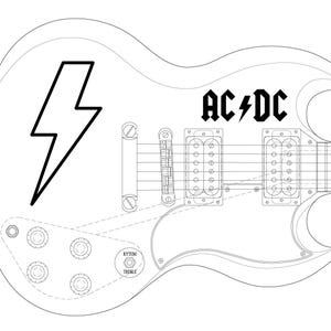 Replika naklejki graficznej Reprodukcja Renowacja Gitary Kompatybilna z Gibson SG Little Devil Angus Young AC/DC Naklejka Naklejka