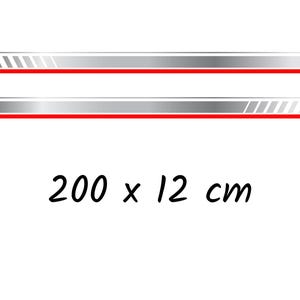 Kit 2 Pz Replica Grafiche Adesivi Strisce Decalcomanie Banda Laterale Riproduzione Compatibile per Fiancata Fascia Striscia Tuning Sticker