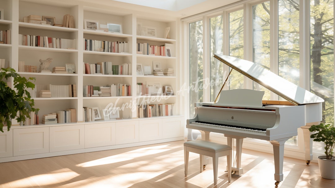 Conservatory With Natural Light Grand Piano Background Image For 